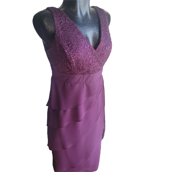 Sally USA Purple Lace Detailed Sleeveless Dress and Lace Bolero - Picture 5 of 10